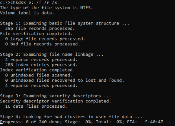 Run CHKDSK to fix file system error