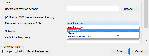memperbaiki file video mp4 yang rusak menggunakan VLC langkah 4