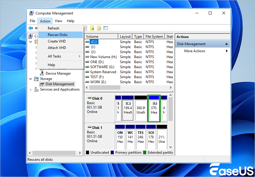 Fix there is no media in the device - rescan disks