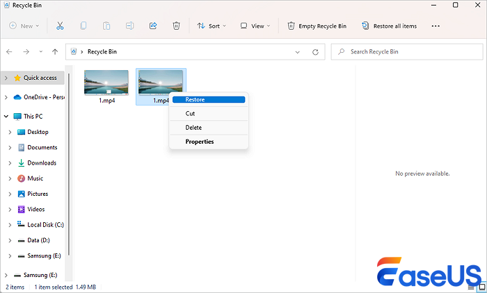 przywróć pliki z Kosza