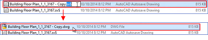 Locate and find autosave file of lost CAD and change its file extension.