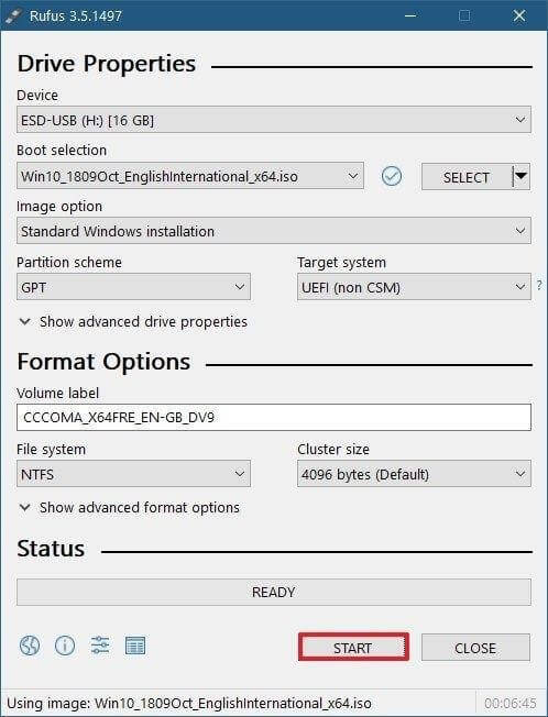 start create Windows 7 bootable USB