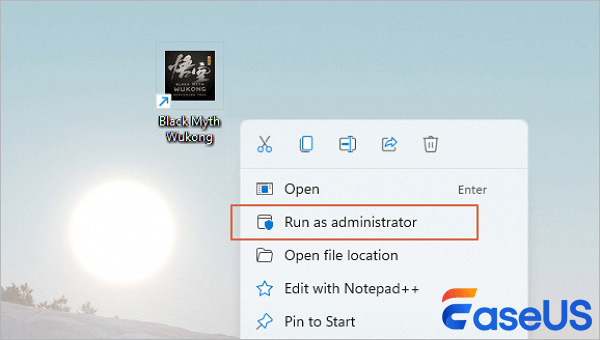 Run Black Myth: Wukong als Administrator