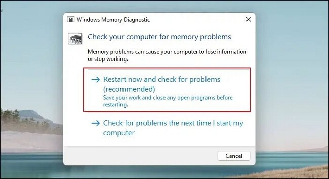 Jalankan Diagnostik Memori Windows