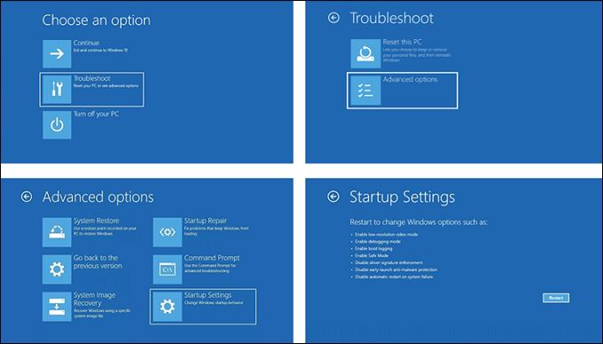 從彈出式選單中選擇重新啟動