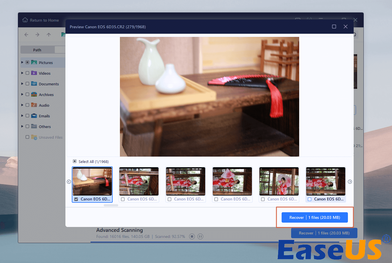 enregistrer les fichiers récupérés dans un nouvel emplacement