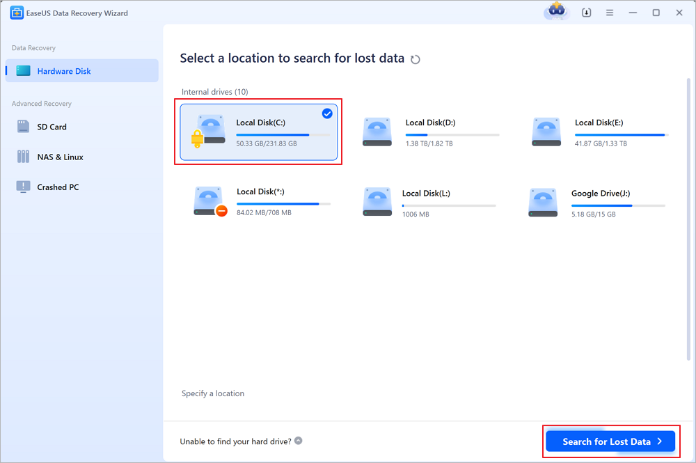 Wybierz dysk z funkcją Bitlocker do przeskanowania