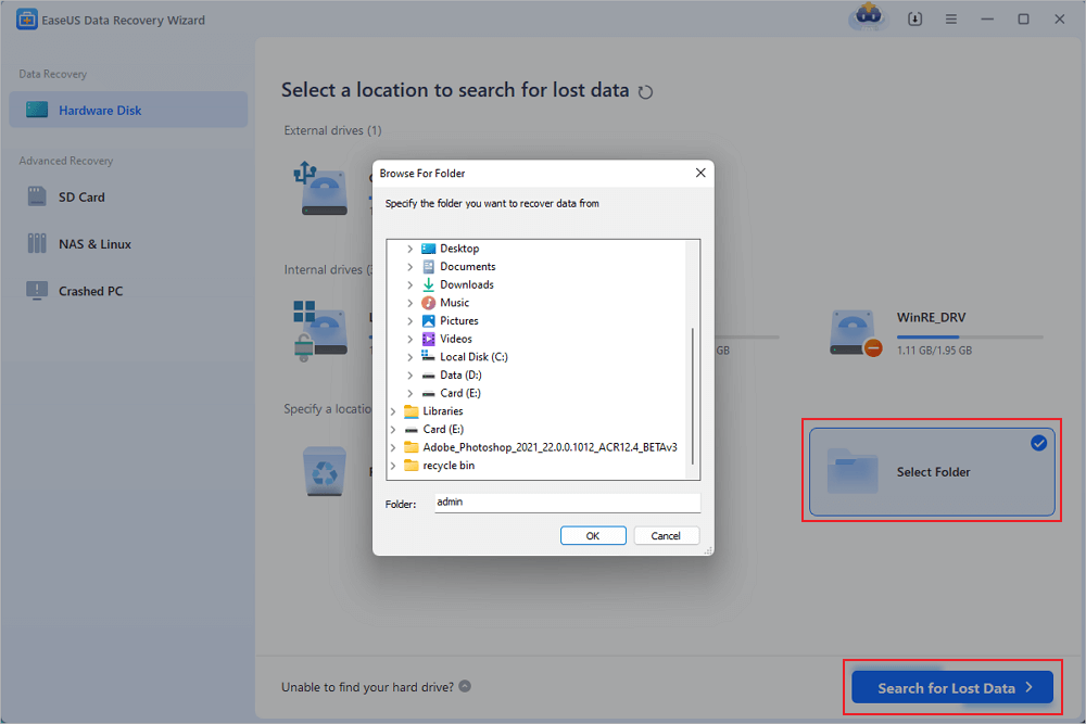 pilih folder untuk dipindai