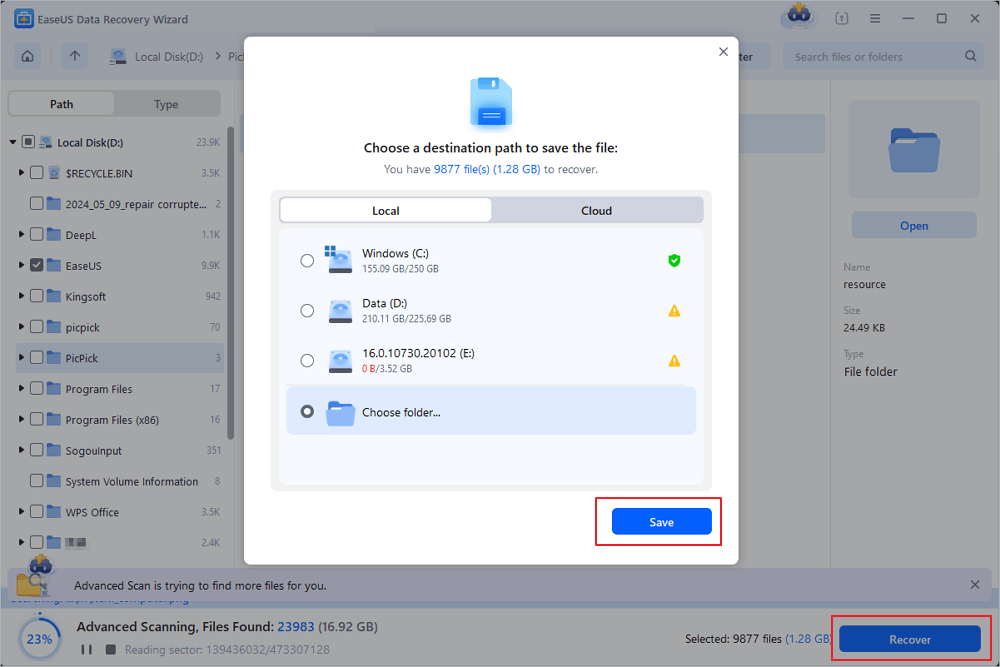 Mengembalikan data folder yang hilang