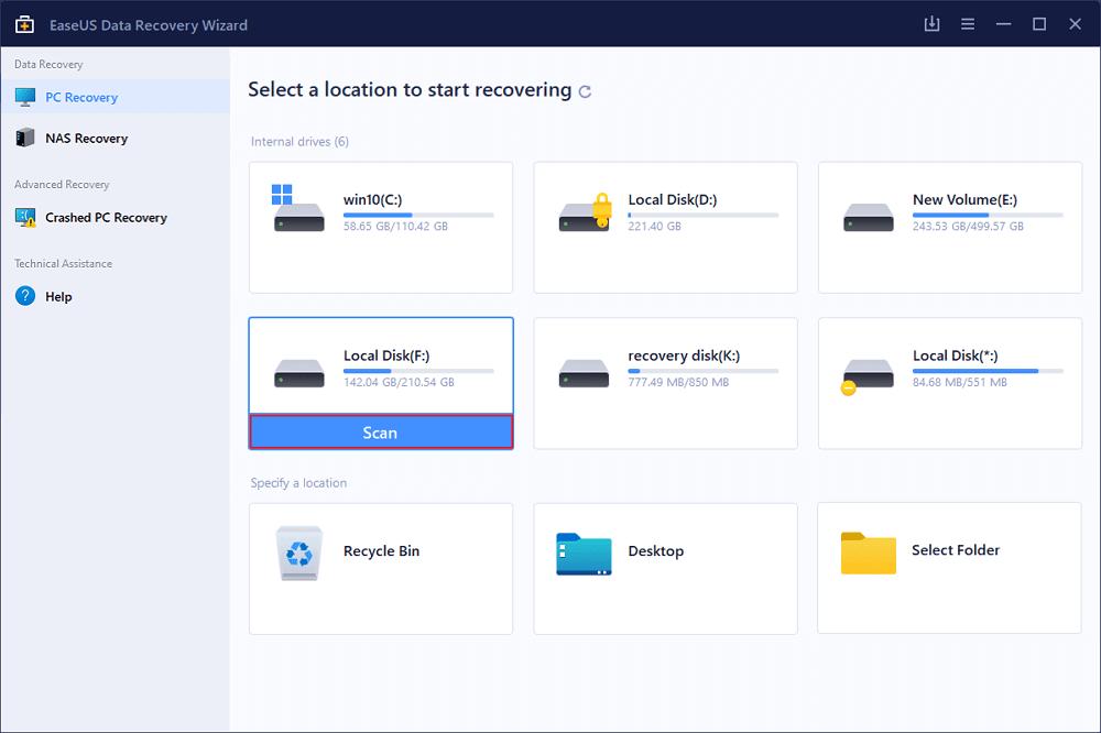 select and scan the SSD