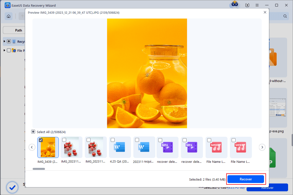 recover deleted items from Recycle Bin