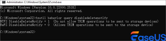 Geben Sie den Befehl ein, um die Trimmung zu überprüfen