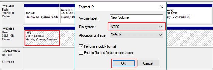 Format raw file system