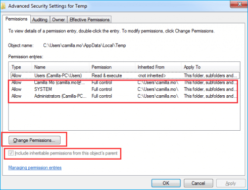 change security permissions to fix the issue
