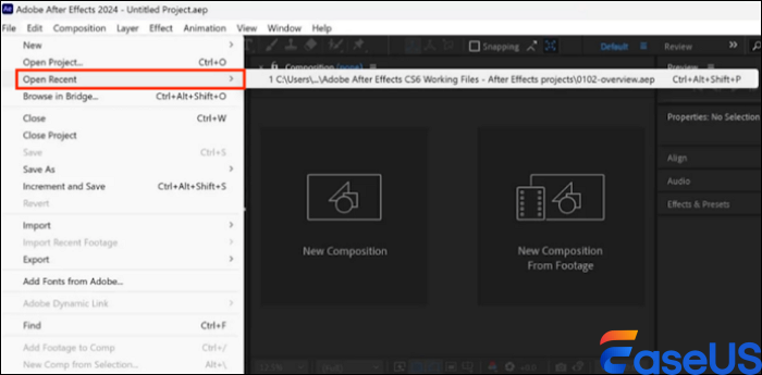 auswählen, zuletzt geöffnet