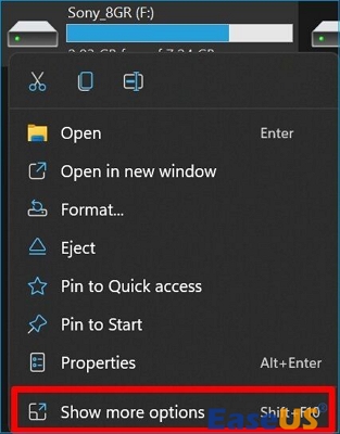 Wählen Sie weitere Optionen anzeigen