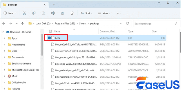 Wählen Sie die Beta-Datei
