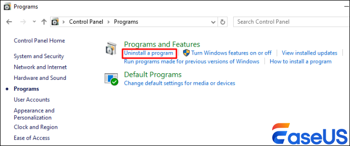 Pilih uninstall program