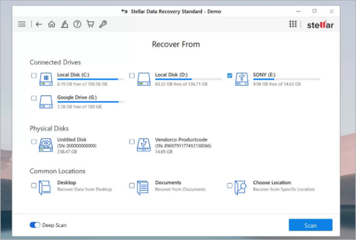 Stellar Data Recovery 螢幕截圖