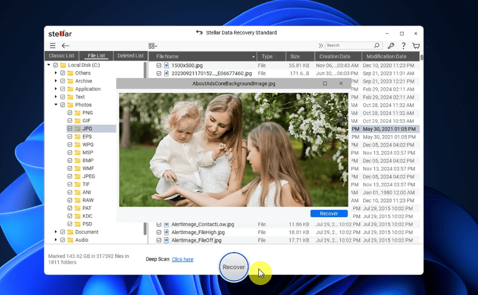Selecteer de bestanden die u wilt herstellen