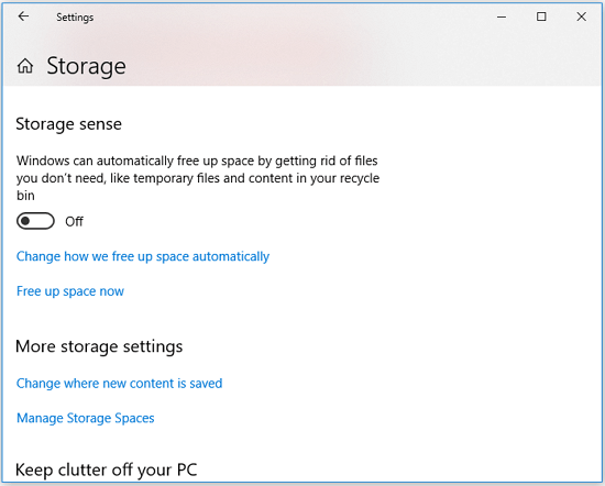 stop Windows 10 deleting files automatically - storage sense