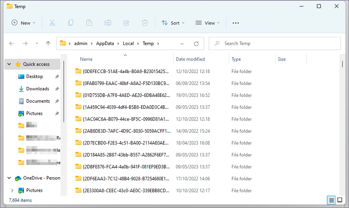 刪除 Windows 11 上的暫存文件