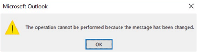 a operação não pode ser executada porque a mensagem foi alterada