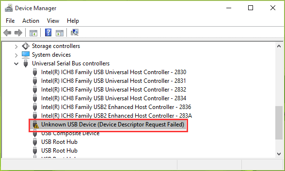 Unknown USB Device (Device Descriptor Request Failed) error in Windows 10