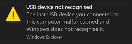 USB device not recognized