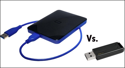 unidade flash USB vs disco rígido externo