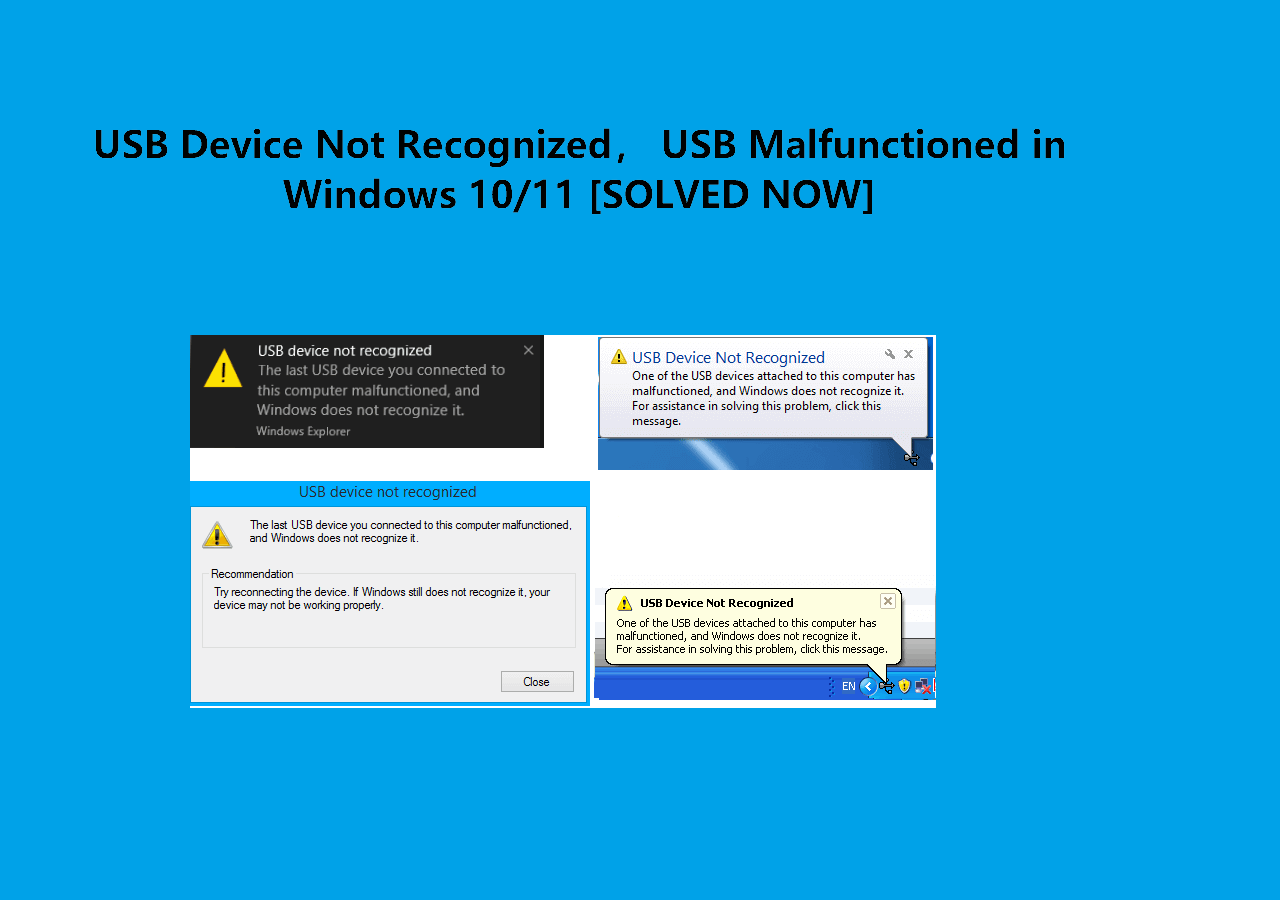 6 Fixes for USB Device Not Recognized/Malfunctioned in Windows 10/8/7