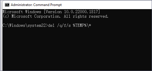 使用CMD刪除臨時文件