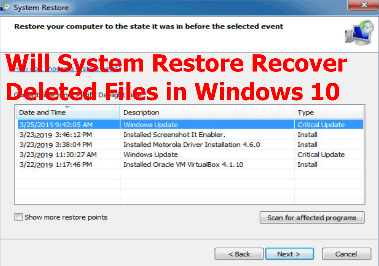 Will System Restore get my files back?