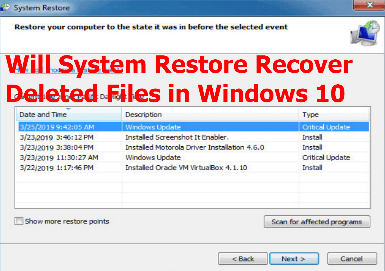 Will System Restore bring back a virus?