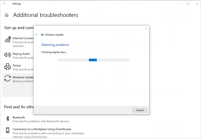run Windows 10 update trouble shooter to fix error 0x80080005 - 2