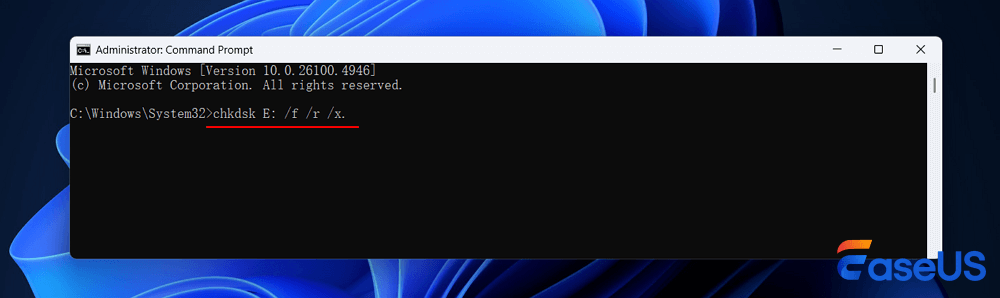 Enter the chkdsk command