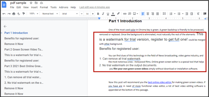 google docs remove marca d'água do pdf