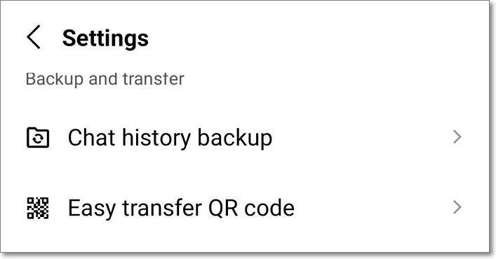backup do histórico de bate-papo em linha