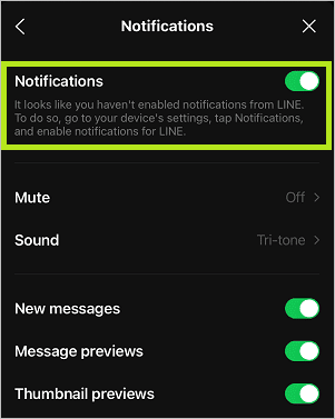 notificação ativada