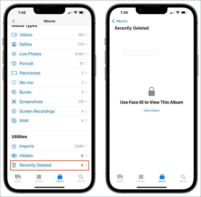 Gelöschte Fotos aus dem Album 'Kürzlich gelöscht' wiederherstellen