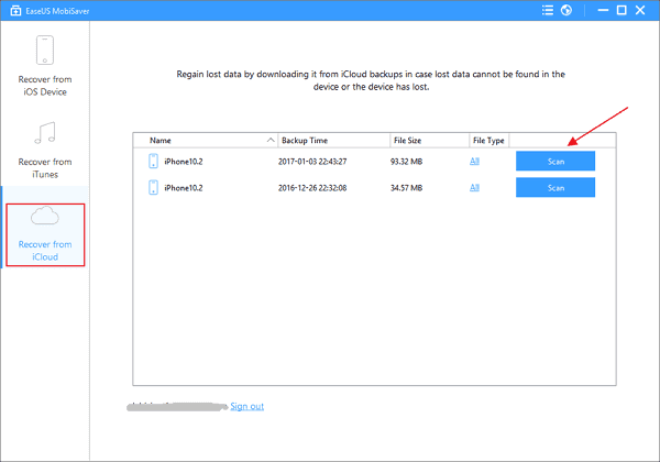 Scan iCloud to retrieve iPhone 5s pictures after factory reset