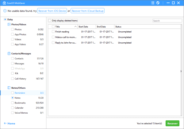 Preview and free restore lost or deleted notes from iPhone