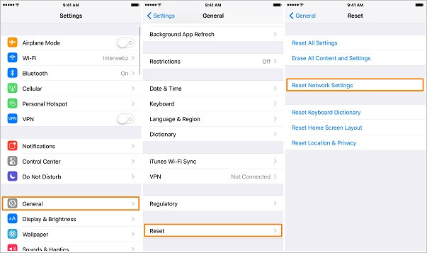 under the reset option
