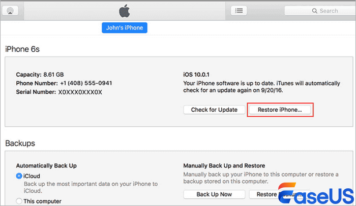 Restore iPhone from iTunes