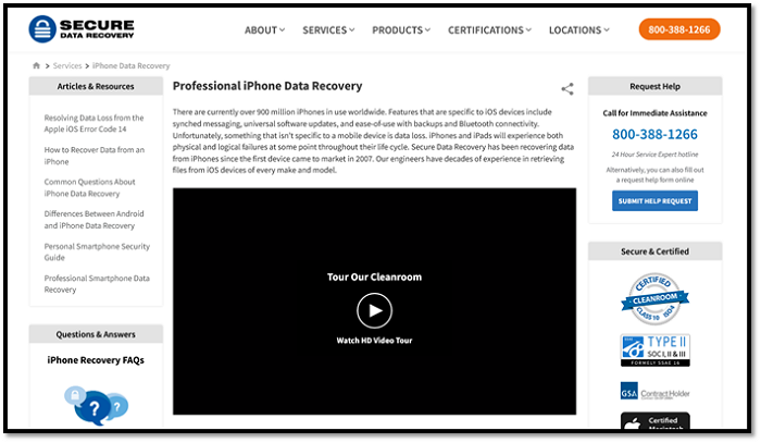 Recuperação profissional de dados do iPhone