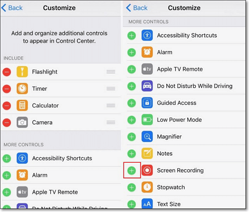 Enable screen recording function