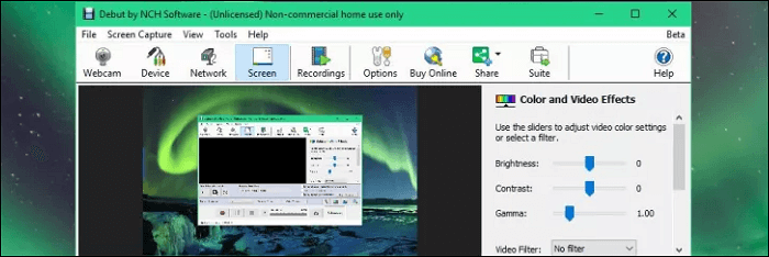 grabador de pantalla con Debut