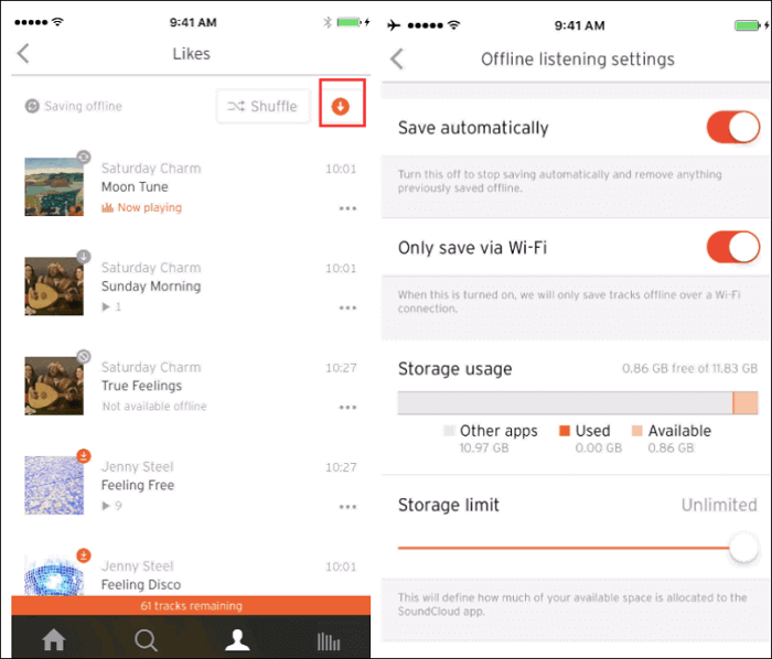 guardar música de SoundCloud en iphone