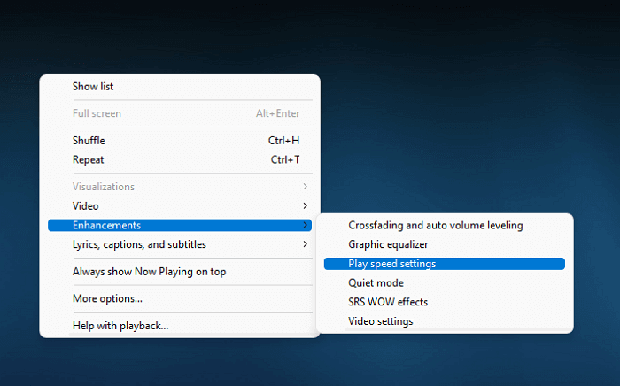 Speed up video playback in Windows Media Player