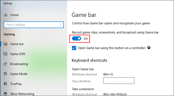 Activar Xbox Game Bar